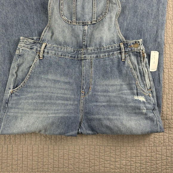 Old Navy Denim Overalls Women's Medium Tall Blue Tapered Boho Western Rodeo - Picture 3 of 13